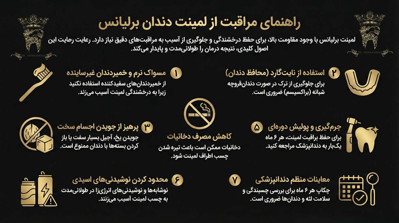 مزایا و معایب لمینت برلیانس برند جدید حوزه زیبایی 4 مراقبت پس از درمان لمینت برلیانس