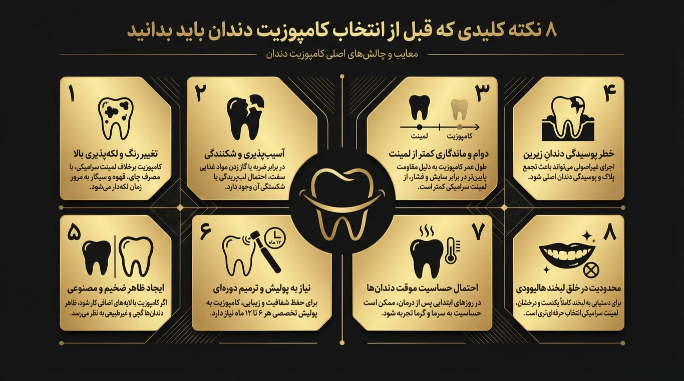 عوارض و معایب کامپوزیت دندان چیست؟ 1 معایب کامپوزیت دندان